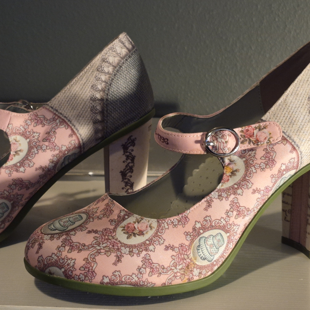 Pink Patterned Mary Jane Heels